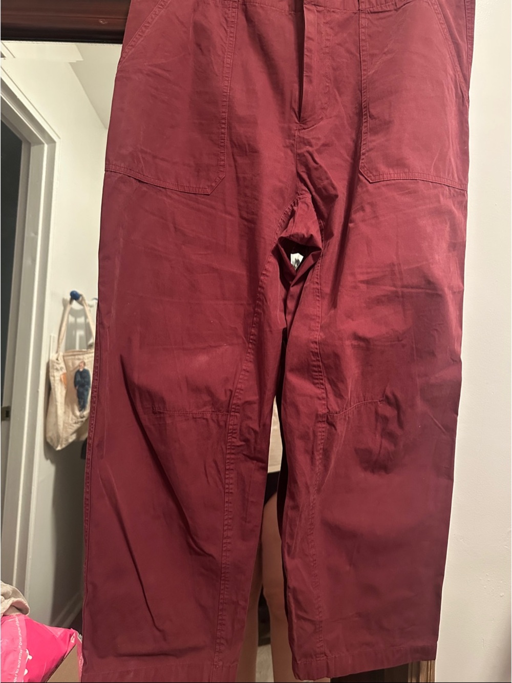 rag & bone Wide-Leg Utility Pants in Deep Wine
